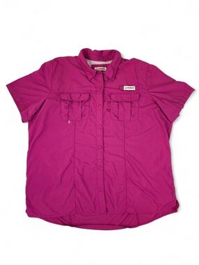 Magellan Outdoors Fish Gear Pink Fishing Shirt Women XXL Relaxed Fit Button Down